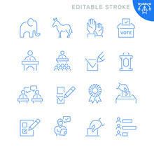Elections Related Icons. Editable Stroke. Thin Vector Icon Set