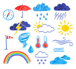 felt pen weather icons set