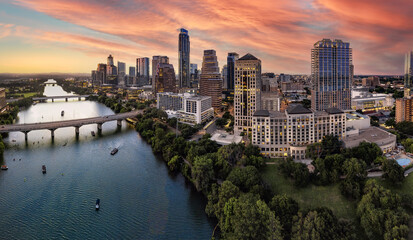 Wall Mural - austin texas with a brilliant sunset