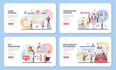 Wall Mural - Website content web banner or landing page set. Idea of digital