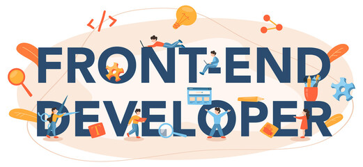 Front-end developer typographic header. Website interface design improvement.