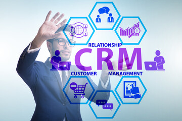 CRM custromer relationship management concept with businessman