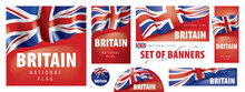 Vector Set Of Banners With The National Flag Of The United Kingdom