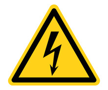 High Voltage Warning Sign Yellow Triangle Frame Vector Illustration