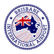 Brisbane International Airport stamp. Airport logo vector illustration. Brisbane aeroport with country flag.
