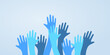 © tutti_frutti - Colorful up hands. Charity teamwork vector concept illustration