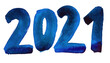 © Repli-Kate - Hand-drawn blue watercolor sign 2021 on a white background. New Year eve illustration of number 2021 for your design. Print for a calendar.