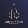 Liquor store logo. Bottle whiskey, rum or brandy