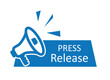 Press release icon. News with megaphone. Newspaper with announcement. Symbol of daily media. Latest news with speaker in line style. Loudspeaker for shout and attention. Voice of report. Vector