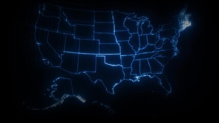 Wall Mural - usa american map cyber texture by states animation/ 4k animated simple and minimal cyber american ma