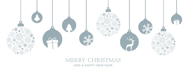 merry christmas card with hanging ball decoratoin vector illustration eps10