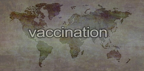 global vaccination grunge map background - rustic parchment world map grunge graphic background with