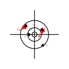 Wall Mural - blood bullet hole target icon. clipart image isolated on white background.