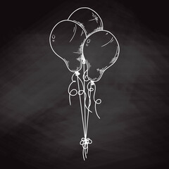 Canvas Print - Different balloons. Inflatable balls on a string. Vector illustration