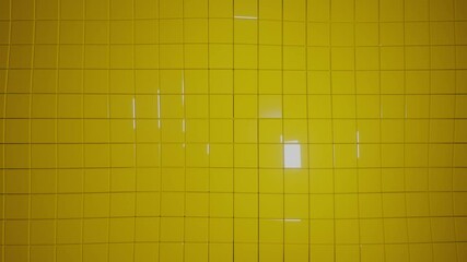 Wall Mural - Yellow glossy cube pattern background with cubes changing in size, 3d animation using as modern puristic background