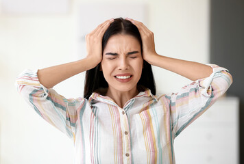 Sticker - Stressed young businesswoman in office