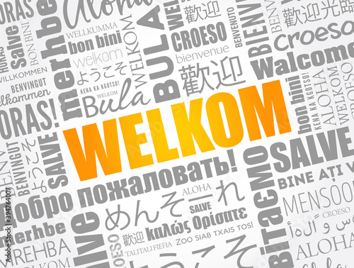 Obraz na plátně Welkom (Welcome in Afrikaans) word cloud  concept