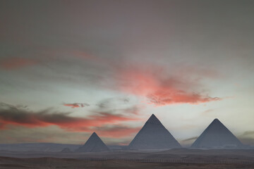 Wall Mural - Dusk at the Pyramids, Giza, Cairo, Egypt.