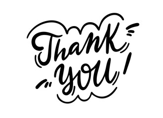 Wall Mural - thank you calligraphic text. handwritten lettering illustration. brush calligraphy style. black insc