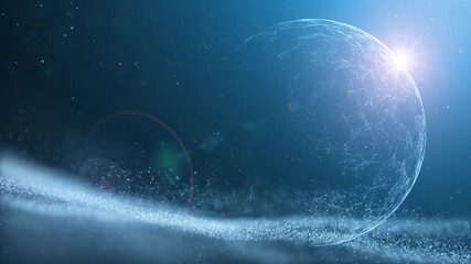 Wall Mural - artistic network data earth with motion lines and dots background.
