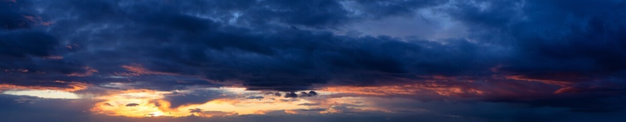 Wall Mural - Beautiful Panoramic View of colorful cloudscape during dramatic sunset. Taken in White Rock, Vancouver, British Columbia, Canada.
