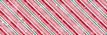 Peppermint Candy Cane Diagonal Stripes Christmas Background With Shiny Snowflakes Print Seamless Pattern