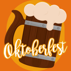 Wall Mural - beer barrel oktoberfest orange poster fullcolor poster logo icon- Vector