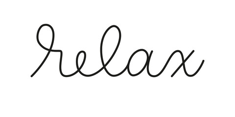Wall Mural - relax phrase handwritten by one line. monoline vector text element isolated on white background. sim