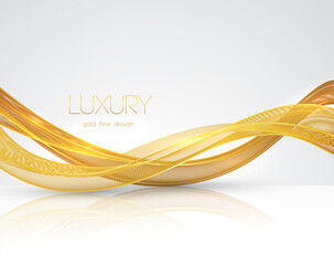 Poster - abstract shiny color gold wave design element