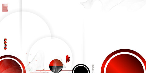 Wall Mural - Abstract background of lines and figures in the Japanese style red black white minimalism. White background vector illustration