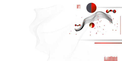 Wall Mural - Abstract background of lines and figures in the Japanese style red black white minimalism. White background vector illustration
