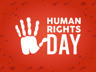 human rights day poster with hand print