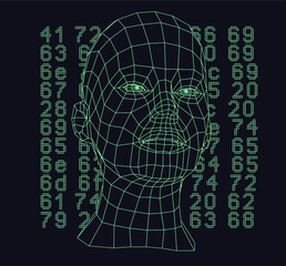 Aufkleber - Silhouette of 3d low poly human head. Concept of Artificial intelligence and Neural Network.