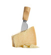 © New Africa - Piece of Parmesan cheese and knife on white background