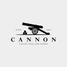 Vintage Cannon Logo Vector Illustration Design