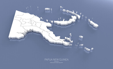 Wall Mural - Papua New Guinea Map 3d. National map 3D rendering set in South Pacific Countries.