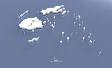 Wall Mural - Fiji Map 3d. National map 3D rendering set in South Pacific Countries.