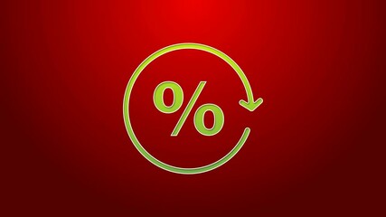 Poster - Green line Discount percent tag icon isolated on red background. Shopping tag sign. Special offer sign. Discount coupons symbol. 4K Video motion graphic animation