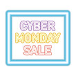 © grgroup - cyber monday sale lettering in neon font on a blue square