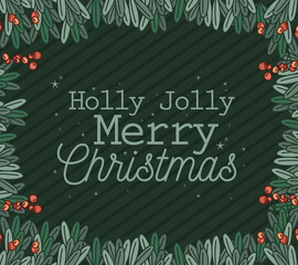 Wall Mural - holly jolly merry christmas lettering