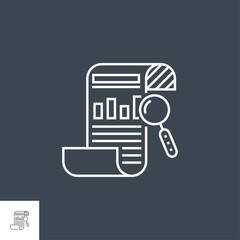 Wall Mural - seo report related vector thin line icon. isolated on black background. editable stroke. vector illu