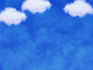  青い空と雲のイラスト背景素材