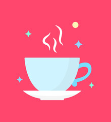 Sticker - Hot Teacup Vector 