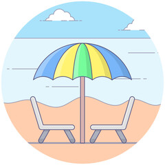 Sticker - Beach Table Vector 