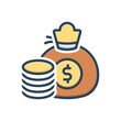 Color illustration icon for amount