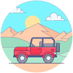 Canvas Print - Hiking Jeep Vector 