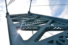Low Angle View Of Benjamin Franklin Bridge Against Sky