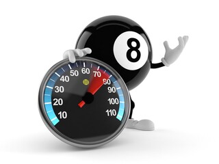 Poster - Eight ball character with speed meter