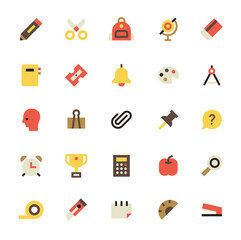 Wall Mural - cute school lessons icons collection. flat design style minimal vector illustration.