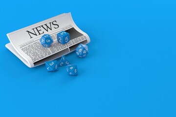 Canvas Print - RPG dice with newspaper